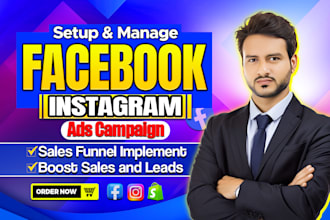 setup, manage facbook ads campaign, instagram ads, meta ads for leads and sales
