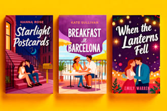 design an illustrated romance book cover or ebook cover