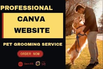 design a professional pet grooming website using canva