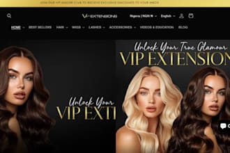 hair extension shopify store beauty store wig salon  website dropshipping store