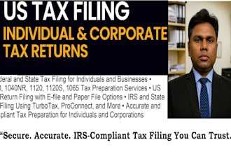 expertly file US tax returns 1040, 1040nr, 1120s, 1120, 1065