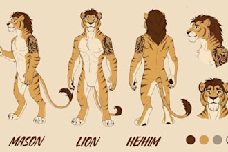 draw furry oc fursona ref sheet anthro art as a furry commission