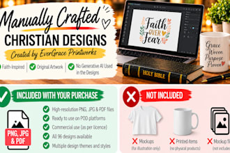 provide ready made christian designs for print on demand products
