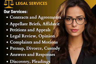 draft motions, petitions, complaints, appeals, briefs, prenups