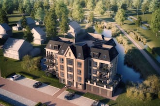 design 3d sketchup model,elevation rendering, landscape design,brick house model