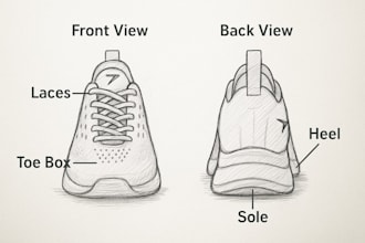 create  custom shoes, sneakers, and footwear with tech pack for manufacturing