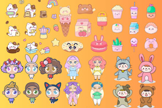 draw cute kawaii doodles and stickers illustrations