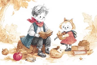 children story book illustration, children story book