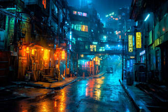make cyberpunk futuristic city based on your idea
