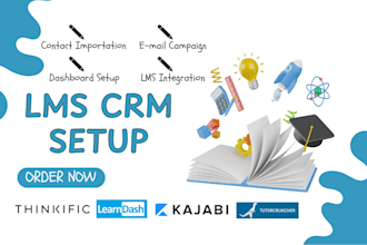 setup lms system with learndash thinkific kajabi tutorcruncher hubspot zoho