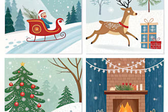 do unique christmas illustrations, cards