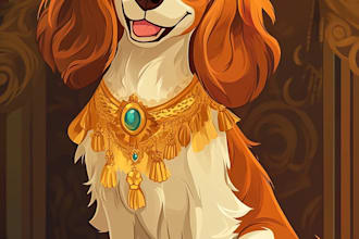 create disney pets portrait illustration in disney style
