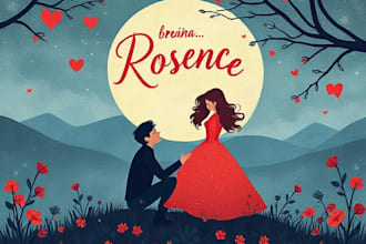 design illustrated romance book cover or ebook cover
