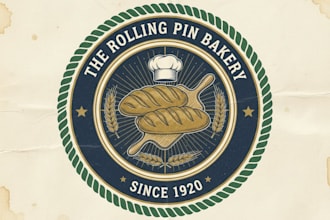 design a vintage bakery logo for your shop or cafe