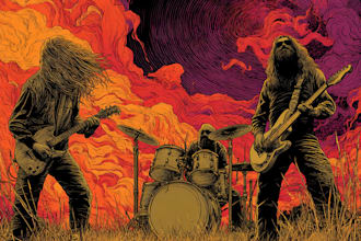 draw stoner rock, heavy metal, psychedelic art