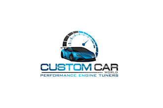 create trendy professional logo for custom car world