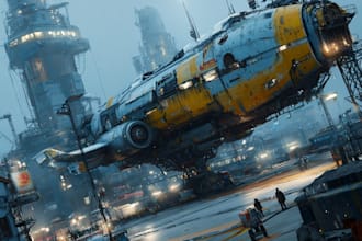 create spaceship concept art for you