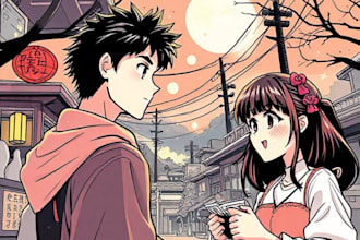 draw webtoon manga web comic book page illustration as anime manhwa style artist