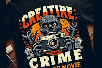 create unique t shirt horror movie camera shop logo
