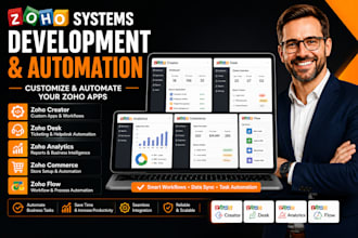 develop and automate zoho creator, desk, analytics and commerce systems