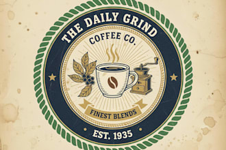 design a vintage coffee shop logo for your cafe