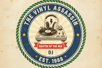 design a vintage dj logo for your music brand