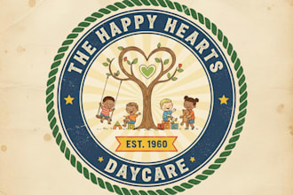design a vintage daycare logo for your preschool or center