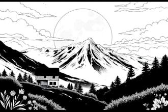 draw simple black and white illustration
