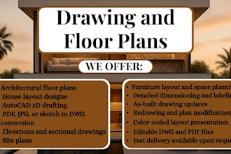 be your architectural designer, floor planner, 3d ad 2d autocads