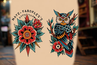 draw awesome old school tattoo style designs