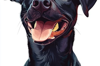 make disney pets portrait illustration in disney style