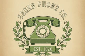design green phone vintage logo