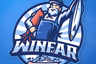 make an amazing fisherman mascot logo