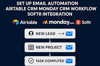 set up email automation airtable CRM monday crm workflow softr integration
