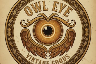 design mystical retro owl eye vintage logo
