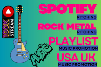 promote spotify music to organic playlist curators rock metal music stream promo