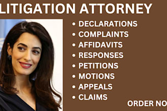 be your civil litigation lawyer for defamation, motions, lawsuit, complaints
