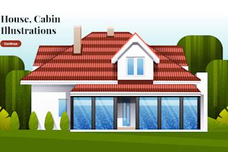 draw house, cabin, building, and cityscape into vector art