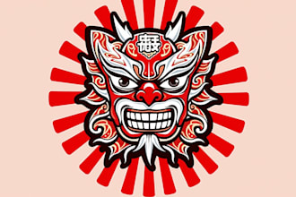 design an awesome japanis mask mascot logo with express delivery