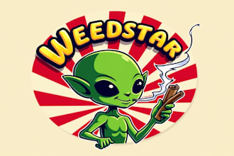 design an awesome alien smoking mascot logo with express delivery