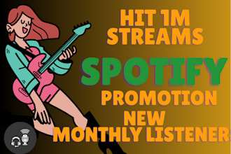 promote spotify music monthly listeners, playlists monthly listeners and streams