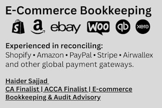 manage your shopify, amazon or ebay bookkeeping, accounting in xero, quickbooks