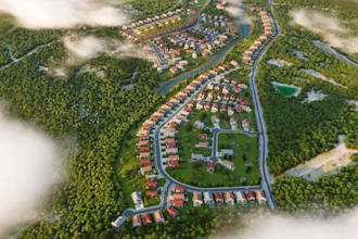 resort 2d to 3d landscape design, render site planning,urban space visualization