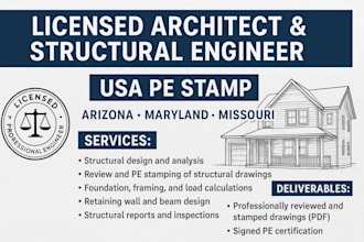 license architect structural engineer usa pe stamp arizona maryland missouri