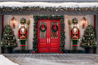 realistic 3d christmas garage exterior,car showroom render,park design,landscape
