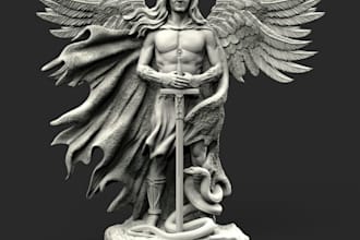 create 3d historical models,angelic warrior,mythical high fantasy figures,3d stl