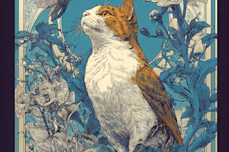 illustrate botanical and animal linocut illustration