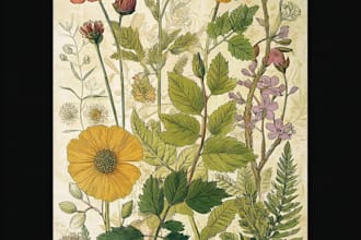 create a beautiful vintage botanical illustration poster