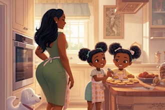 create african american children storybook illustration and amazon cover design