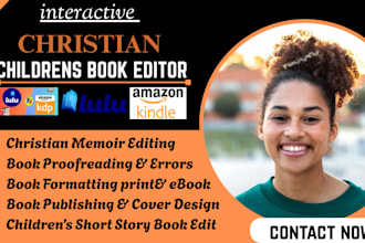 edit, proofread christian children book, nonfiction religious and sci fi novel